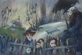 Mesto... Oil on cardboard, canvas 40x60, USA